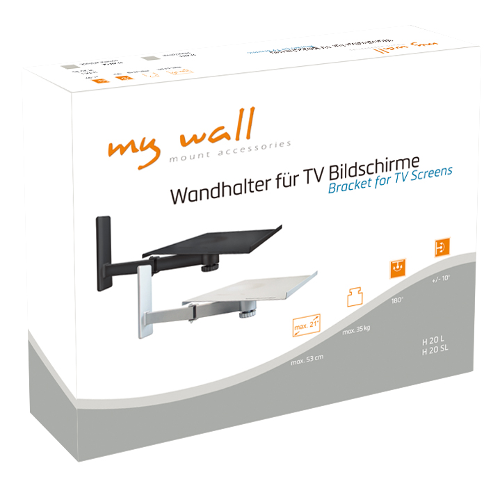 Wandhalter für TV Bildschirme Laptops Notebooks und Lautsprecherboxen My Wall H20S-/bilder/big/H20_H20S%20Box.jpg