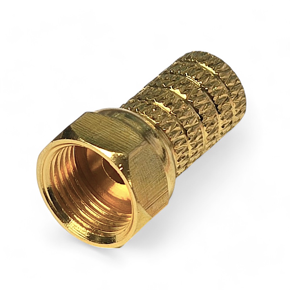 10 Stück - F-Stecker / F-Aufdrehstecker 6 mm BigNut Gold 