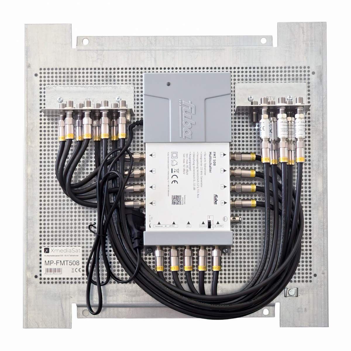 Multischalterpanel 5/8 - XmediaSat MP-FMT508 für 8 Teilnehmer vormontiert mit Potentialausgleich und Überspannungsschutz